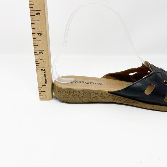 Le Donne Black Slip On Slide Sandals - Picture 3 of 8